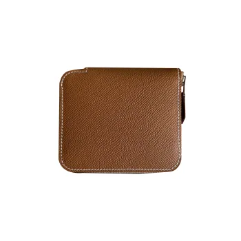 HERMES Silk'In Epsom Leather Wallet Women's Brown