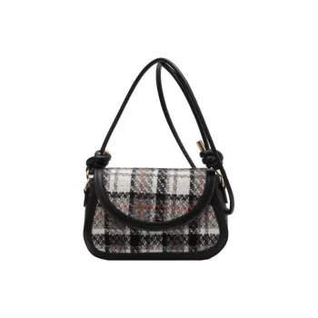 NOMK Woolen Crossbody Handbag Shoulder Bag Regular Women's Dark Brown & Black