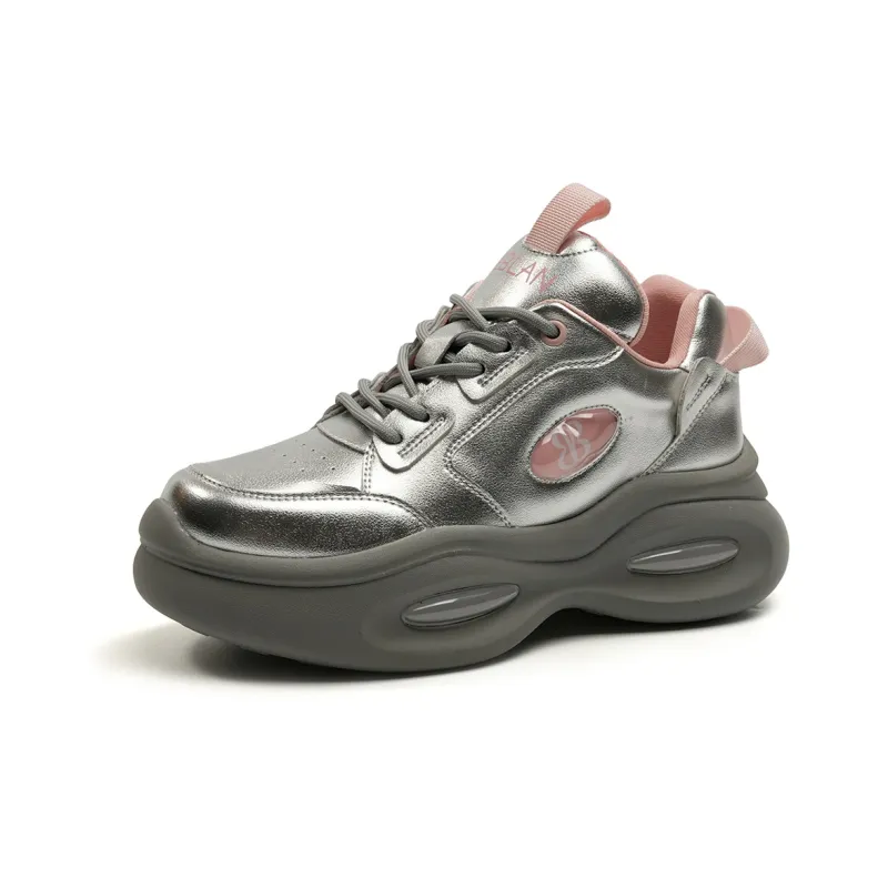 EBLAN Low Top Chunky Sneakers Women's Silver-2