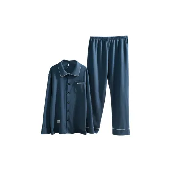 Dorame Long Sleeved Pants Home Set Men's Dark Blue