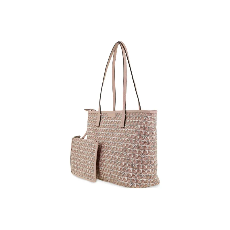 TORY BURCH Coated Canvas Combo Bag Tote Bag Shopping Bag Handbag Shoulder Bag Small Size Women's Peach Pink-4