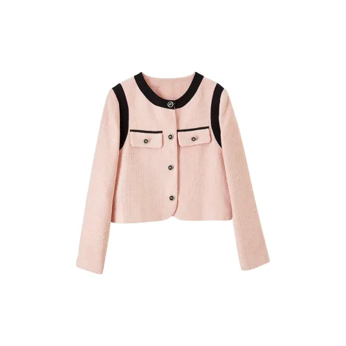 SENTUBILA Cropped Coats Women's Pink/Black