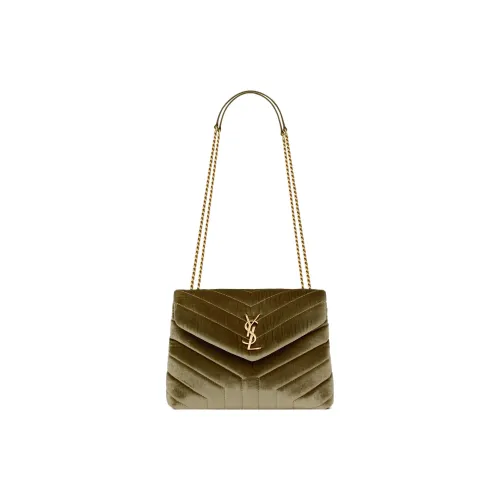 SAINT LAURENT LOULOU Velvet Envelope Bag Portable Crossbody Bag Shoulder Bag Women's Light Olive