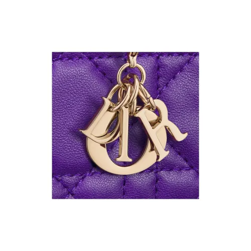 DIOR Lady Dior Sheepskin Card Holder Regular Women's Purple