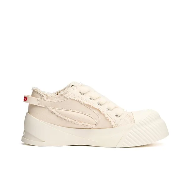 GOODBRAND Low Top Canvas Shoes Unisex Almond White-3