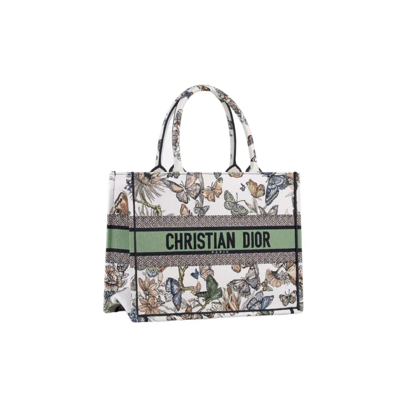 DIOR Embroidery Tote Bag, Shopping Bag, Handbag Medium Size Women's White & Multicolor-1