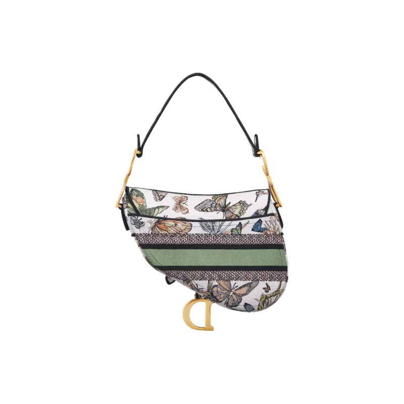 DIOR Saddle Ruiyi Print Embroidery Saddle Bag Shoulder Bag Crossbody Bag Handbag Women's White & Multicolor-2