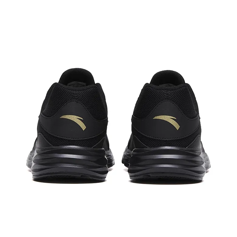 Anta Cushioned Slip Resistant Abrasion Resistant Low Top Casual Running Shoes Men's Black Gold-3