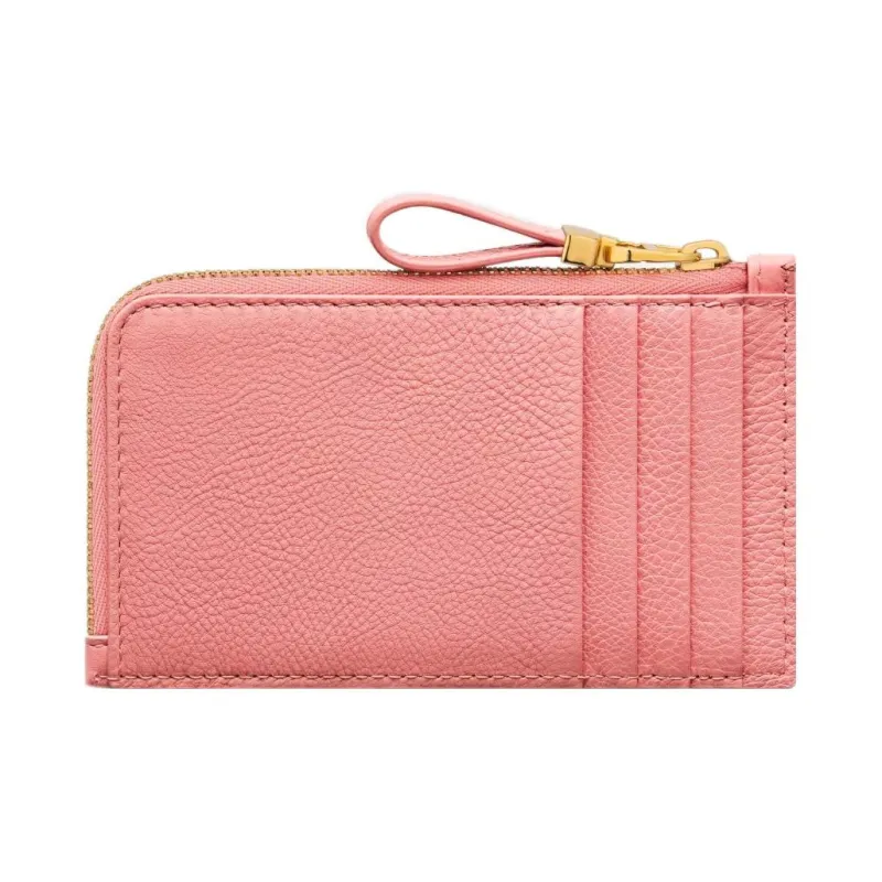 DIOR Calfskin Card Clip Card Holder Wallets Women's Light Pink-2