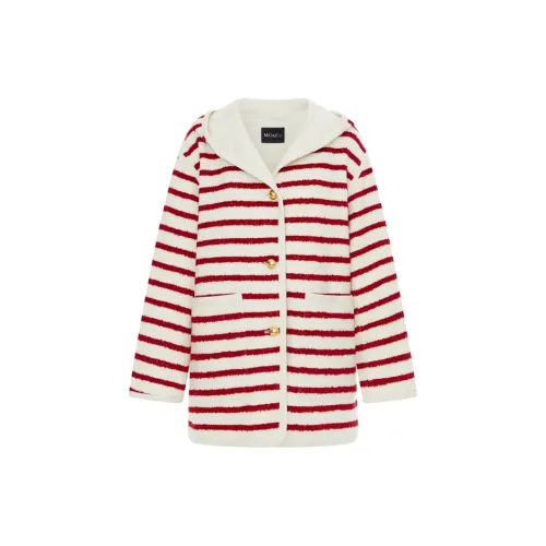 MO&CO Coats Women's Red/White Striped