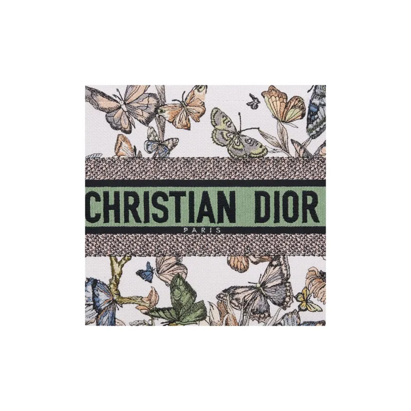DIOR Embroidery Tote Bag, Shopping Bag, Handbag Medium Size Women's White & Multicolor-4