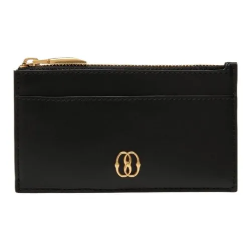 BALLY Cow Leather Coin Purse Wallets Card Holders Women's Black