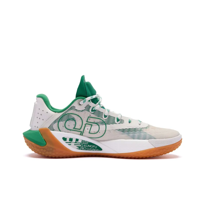 QIAODAN Sharp RISE Preppy Cushioning Wear Resistant Mid Top Basketball Shoes Men's White Green-1