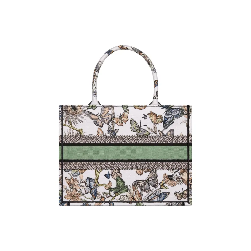 DIOR Embroidery Tote Bag, Shopping Bag, Handbag Medium Size Women's White & Multicolor-2