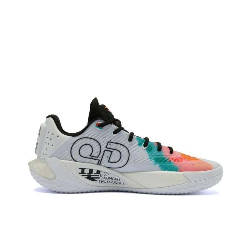 QIAODAN Sharp RISE Carnival Cushioning Wear Resistant Low Top Basketball Shoes Men's White Orange-1