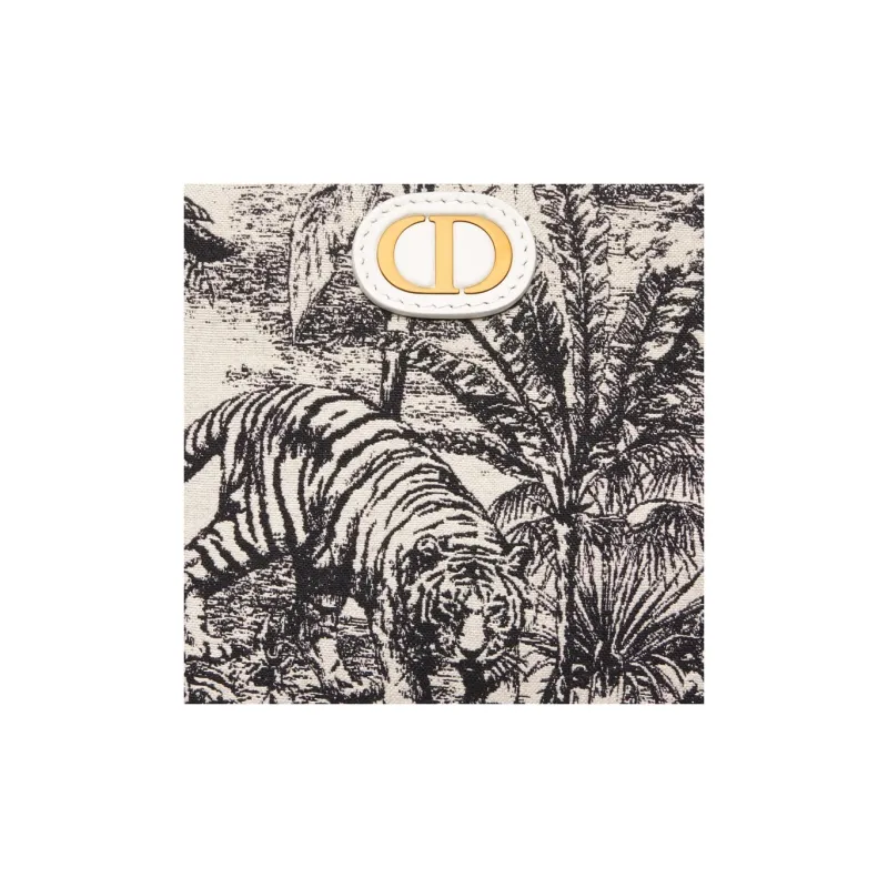 DIOR 30 Montaigne Canvas Handheld Makeup Bag Women's White & Black-4