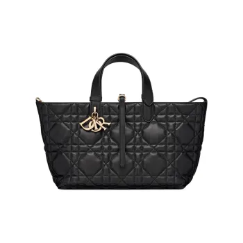 DIOR Cow Leather Handbag Medium Size Women's Black
