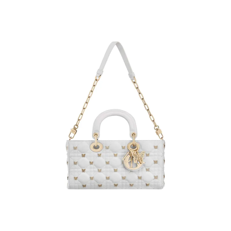 DIOR Lady D Joy Sheepskin Lady Dior Bag, Shoulder Bag, Crossbody Bag, Handbag Medium Size Women's White-1