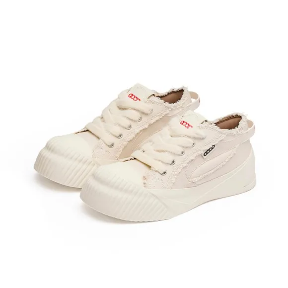 GOODBRAND Low Top Canvas Shoes Unisex Almond White-4