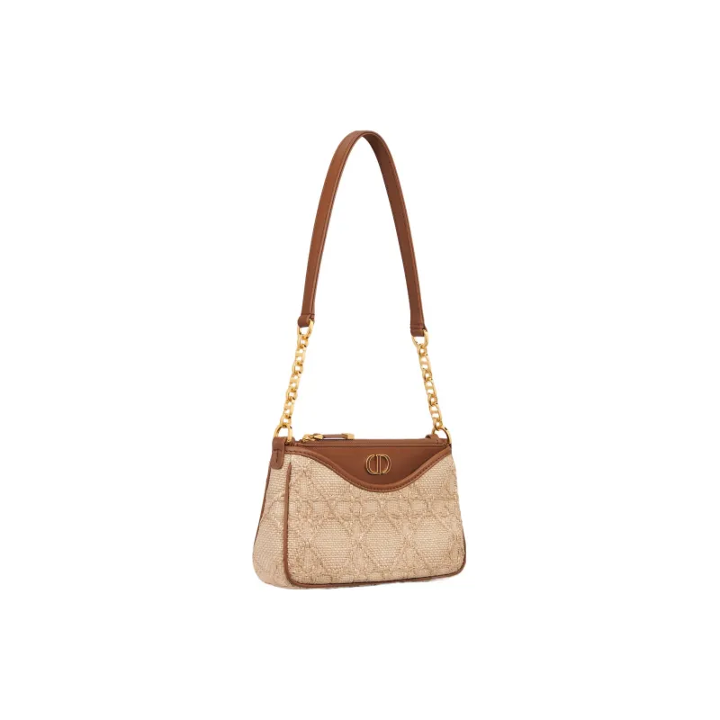 DIOR 30 Montaigne Raffia Grass Handbag Shoulder Bag Women's Natural-1