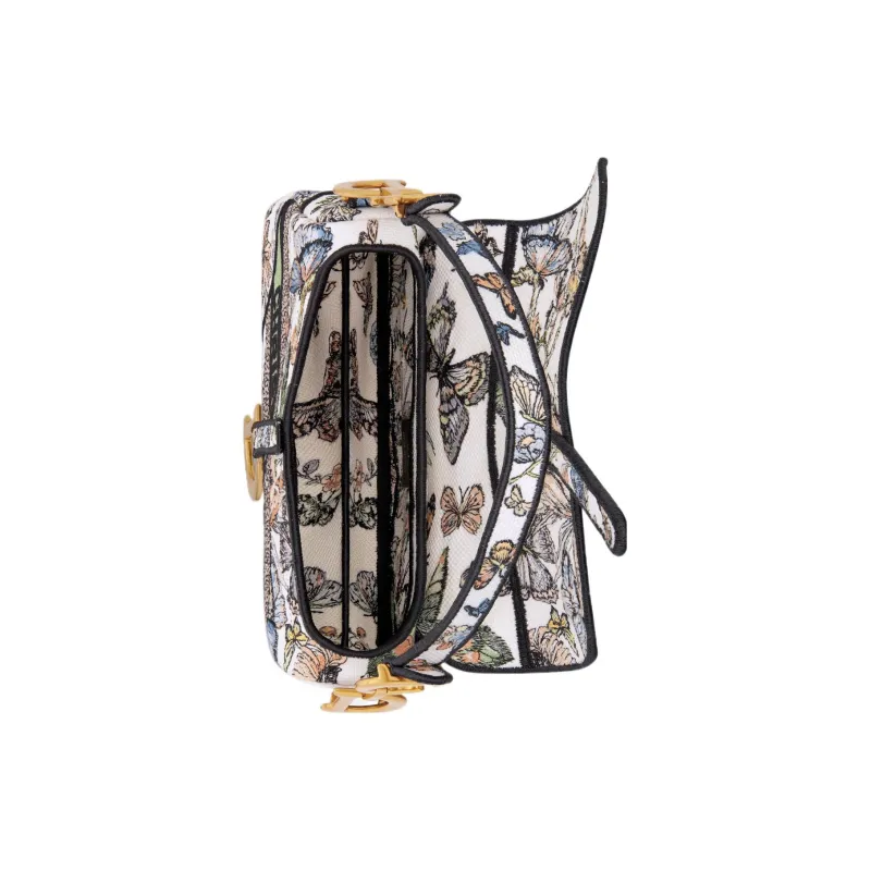 DIOR Saddle Ruiyi Print Embroidery Saddle Bag Shoulder Bag Crossbody Bag Handbag Women's White & Multicolor-3