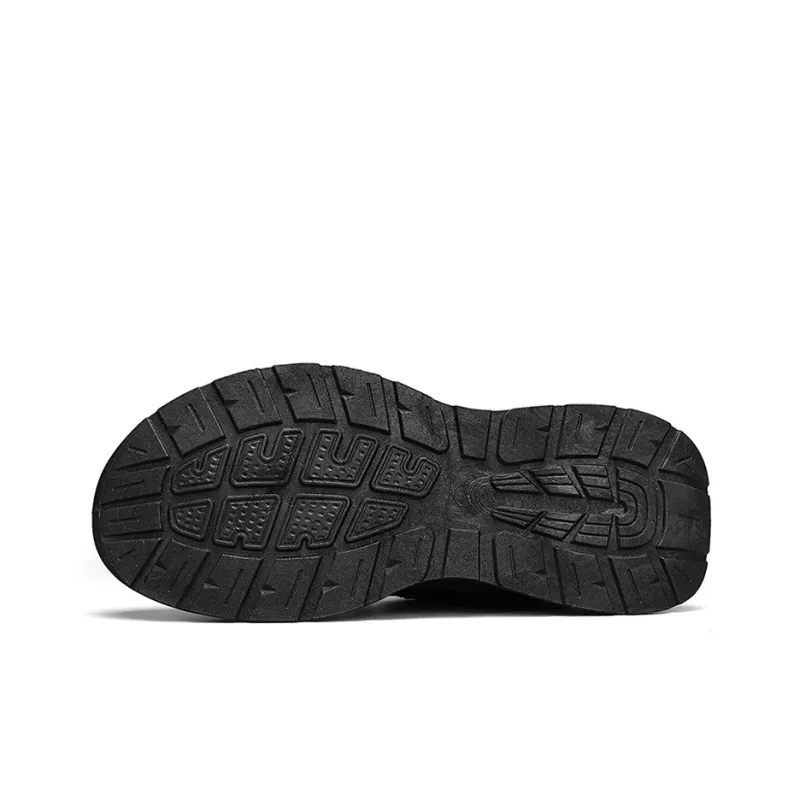 Warrior Cushioned Anti Slip And Wear Resistant Height Increasing Warm Low Top Chunky Sneakers Unisex Black Gray-4
