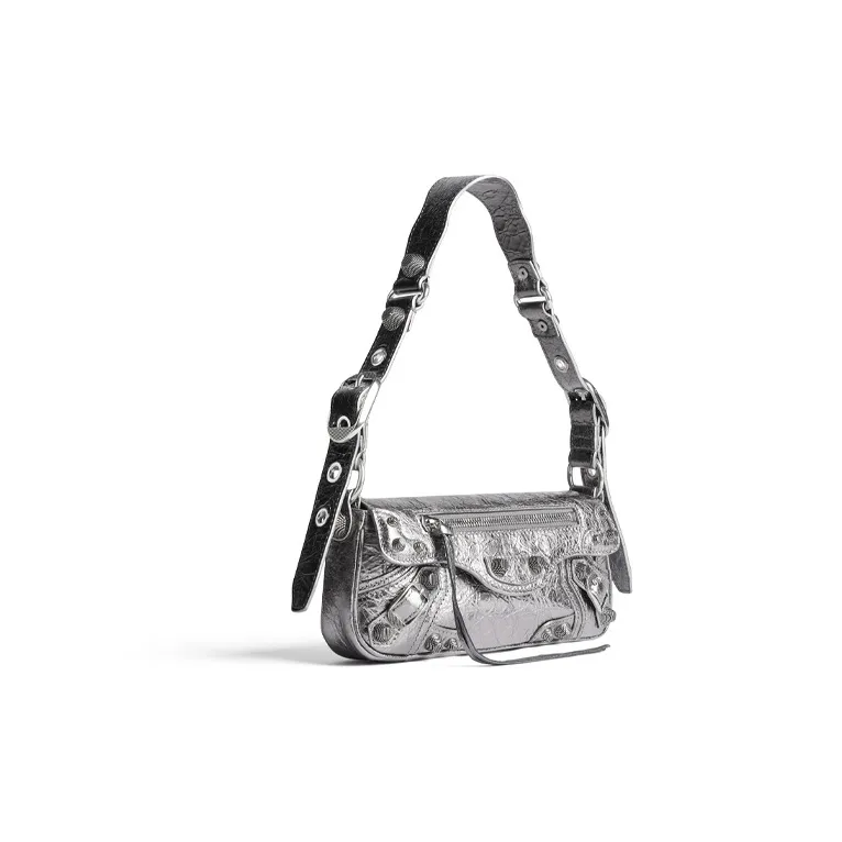 Balenciaga Le Cagole Lambskin Crossbody Bag Shoulder Bag Mini Women's Silver-1