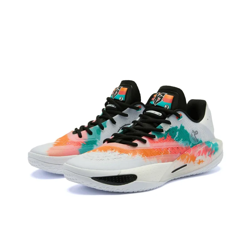QIAODAN Sharp RISE Carnival Cushioning Wear Resistant Low Top Basketball Shoes Men's White Orange-2