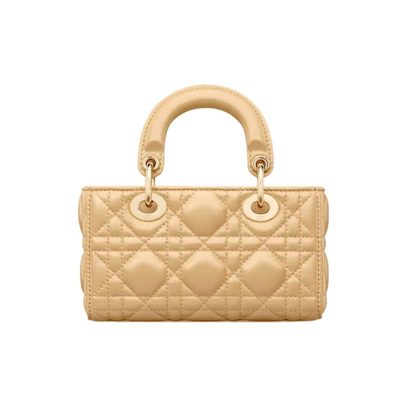 DIOR Lady D-JOY Sheepskin Crossbody Handbags Extra Mini Women's Light Yellow-4