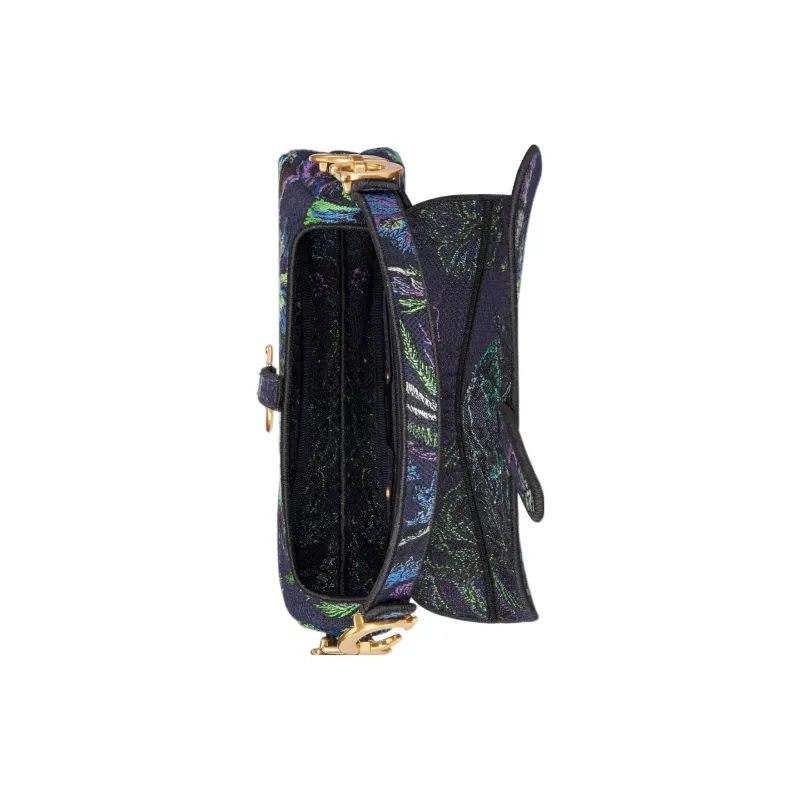 DIOR Saddle Embroidery Saddle Bags One Shoulder Handbags Women's Blue & Multicolor-3