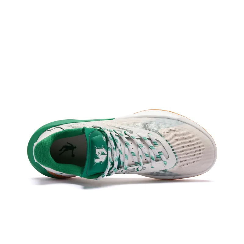 QIAODAN Sharp RISE Preppy Cushioning Wear Resistant Mid Top Basketball Shoes Men's White Green-3