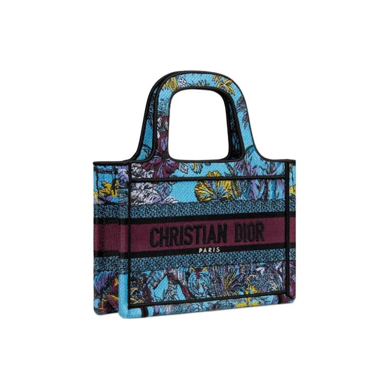 DIOR BookTote Embroidery Tote Bag, Shopping Bag, Handbag Mini Women's Space Blue & Multicolor-1