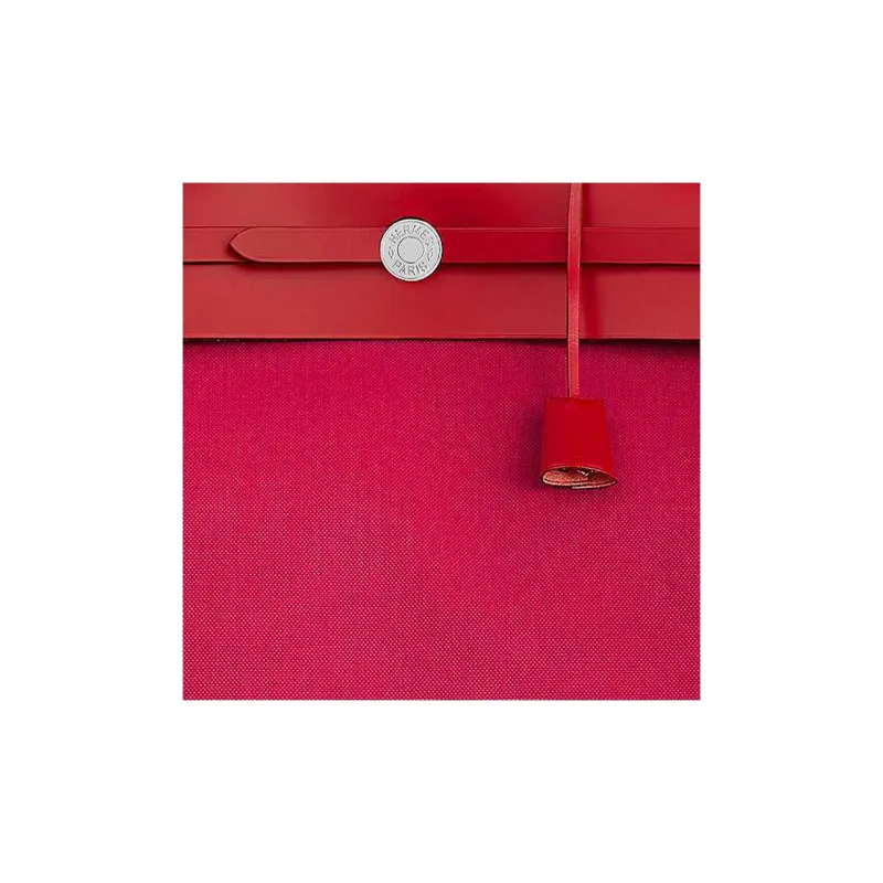 HERMES Herbag Canvas With Hunter Cow Leather One Shoulder Handbags Regular Women's Mexican Pink With Chili Red-4