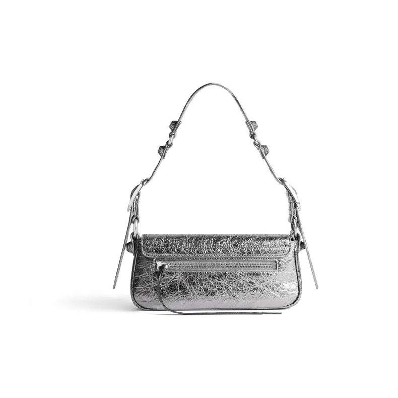 Balenciaga Le Cagole Lambskin Crossbody Bag Shoulder Bag Mini Women's Silver-3