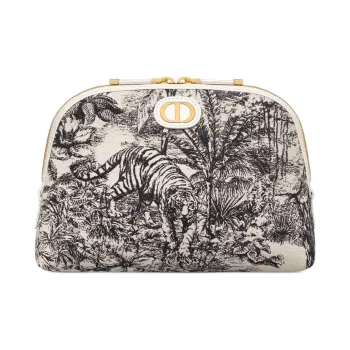 DIOR 30 Montaigne Canvas Handheld Makeup Bag Women's White & Black