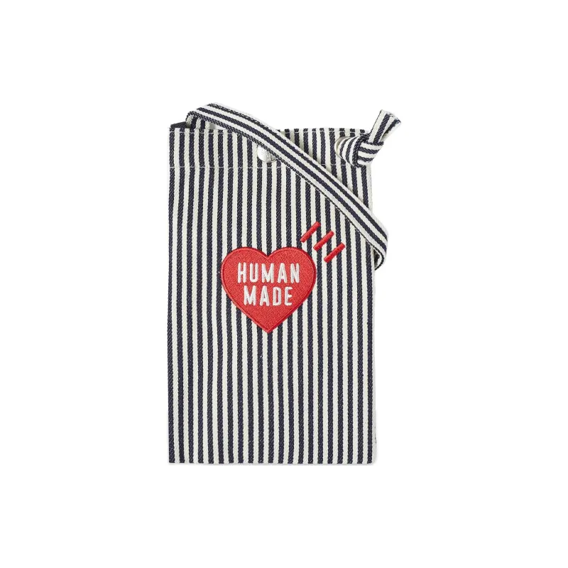 HUMAN MADE Cotton Crossbody Bag, Shoulder Bag Mini Unisex Black White Stripes-2