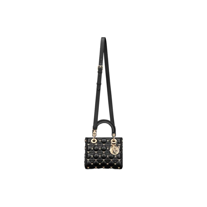 DIOR Lady Dior Sheepskin Dior Bag Shoulder Bag Crossbody Bag Handbag Small Size Women's Black-4
