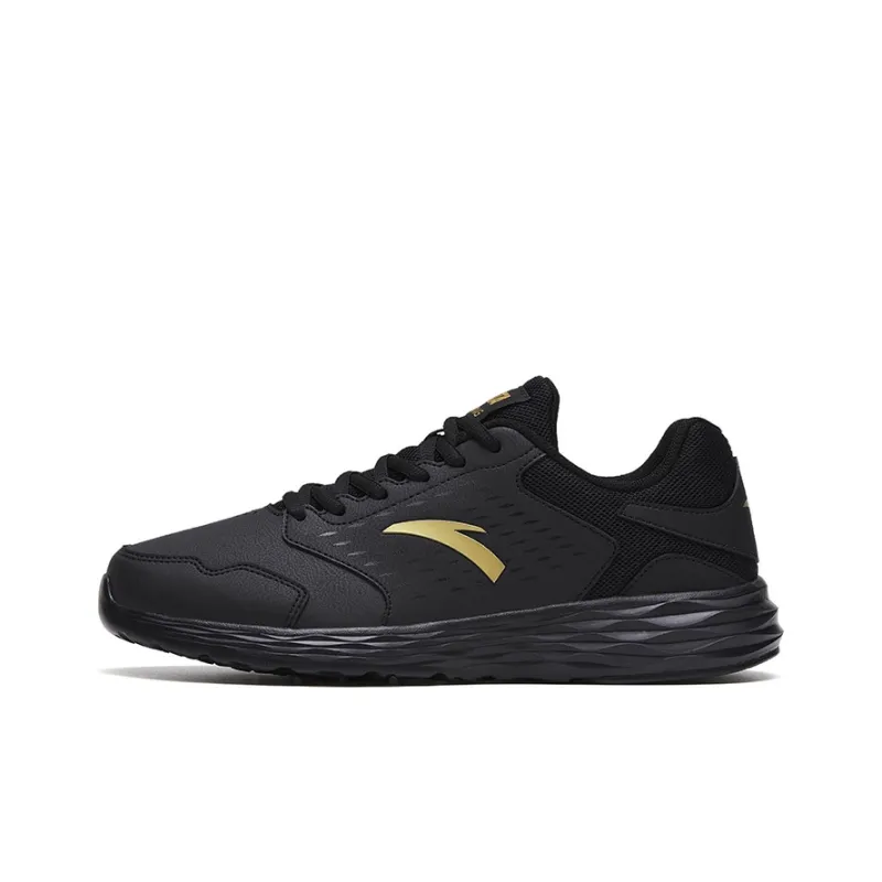 Anta Cushioned Slip Resistant Abrasion Resistant Low Top Casual Running Shoes Men's Black Gold-0