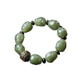 Moonstone Edge Hetian Jade Bracelets Men's Green Jade