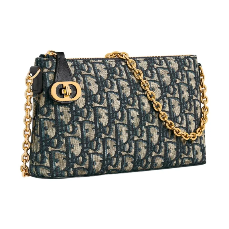 DIOR 30 Montaigne Oblique Printed Fabric Portable Crossbody Bag, Shoulder Bag Women's Blue-1