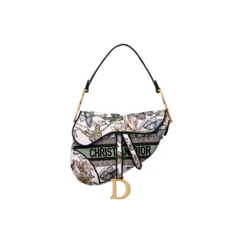 DIOR Saddle Ruiyi Print Embroidery Saddle Bag Shoulder Bag Crossbody Bag Handbag Women's White & Multicolor