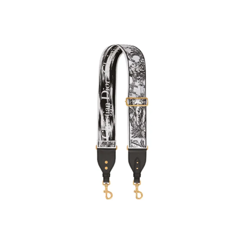 DIOR Embroidery Bag Straps Women's White & Black-0