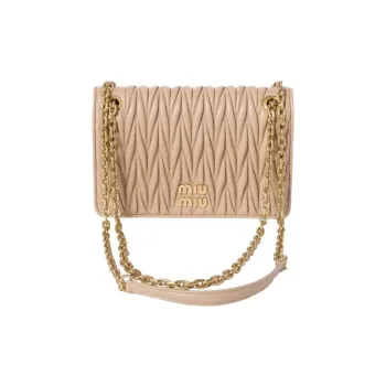 MIU MIU Matelassé Soft Sheep Leather Crossbody Bag, Shoulder Bag Women's Sand Yellow