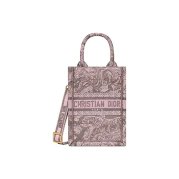 DIOR DIORIVIERA Embroidery Handbag, Shoulder Bag, Crossbody Bag, Cell Phone Pouch Mini Women's Gray & Pink