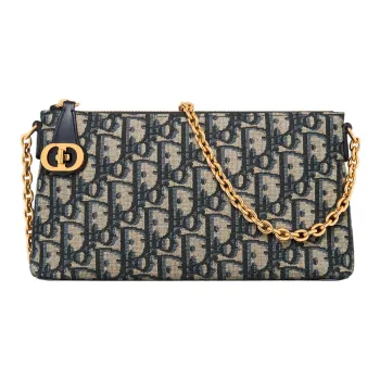 DIOR 30 Montaigne Oblique Printed Fabric Portable Crossbody Bag, Shoulder Bag Women's Blue