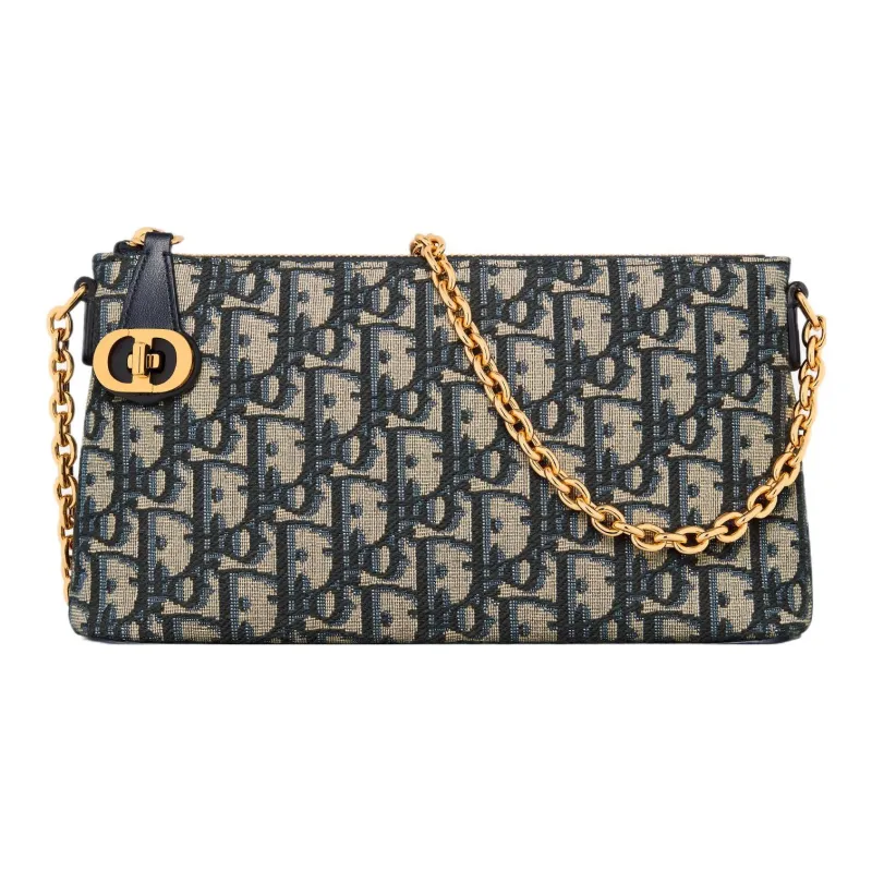 DIOR 30 Montaigne Oblique Printed Fabric Portable Crossbody Bag, Shoulder Bag Women's Blue-0