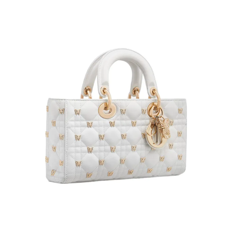 DIOR Lady D Joy Sheepskin Lady Dior Bag, Shoulder Bag, Crossbody Bag, Handbag Medium Size Women's White-3