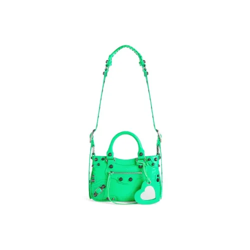 Balenciaga Neo Cagole Fine-Grained Sheepskin Shoulder Bag Crossbody Bag Handbag Small Size Women's Bright Green