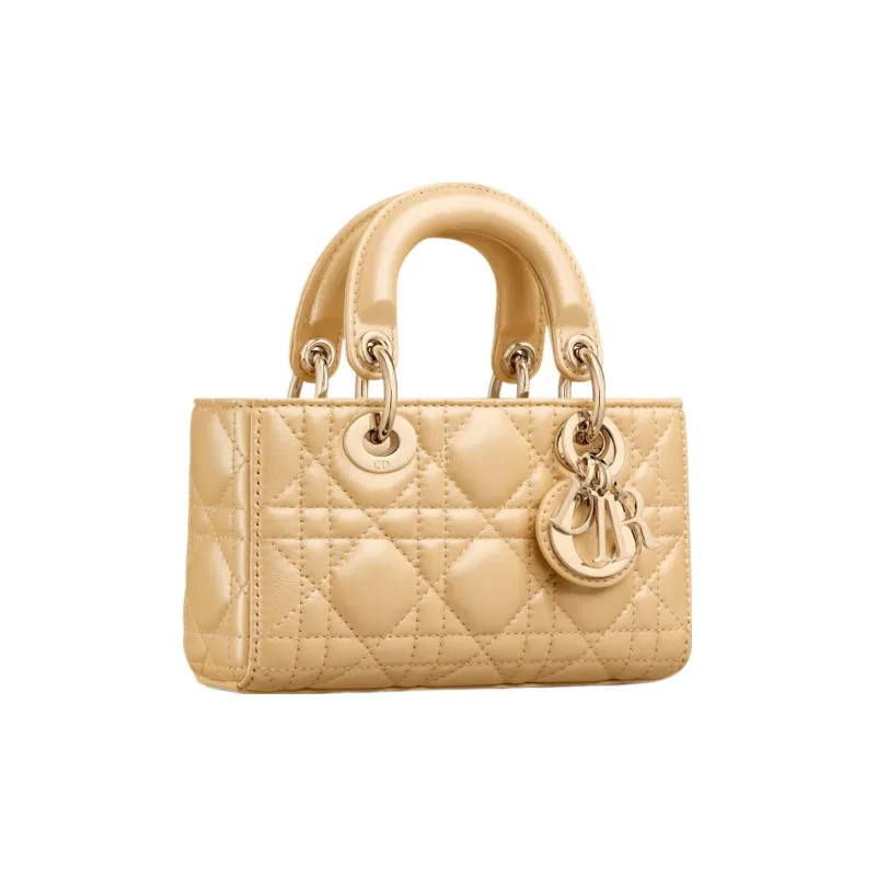 DIOR Lady D-JOY Sheepskin Crossbody Handbags Extra Mini Women's Light Yellow-3