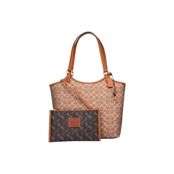 COACH Day Cow Leather Patchwork With Artificial Leather Tote Bag Shopping Bag Handbag Shoulder Bag Women's Brown
